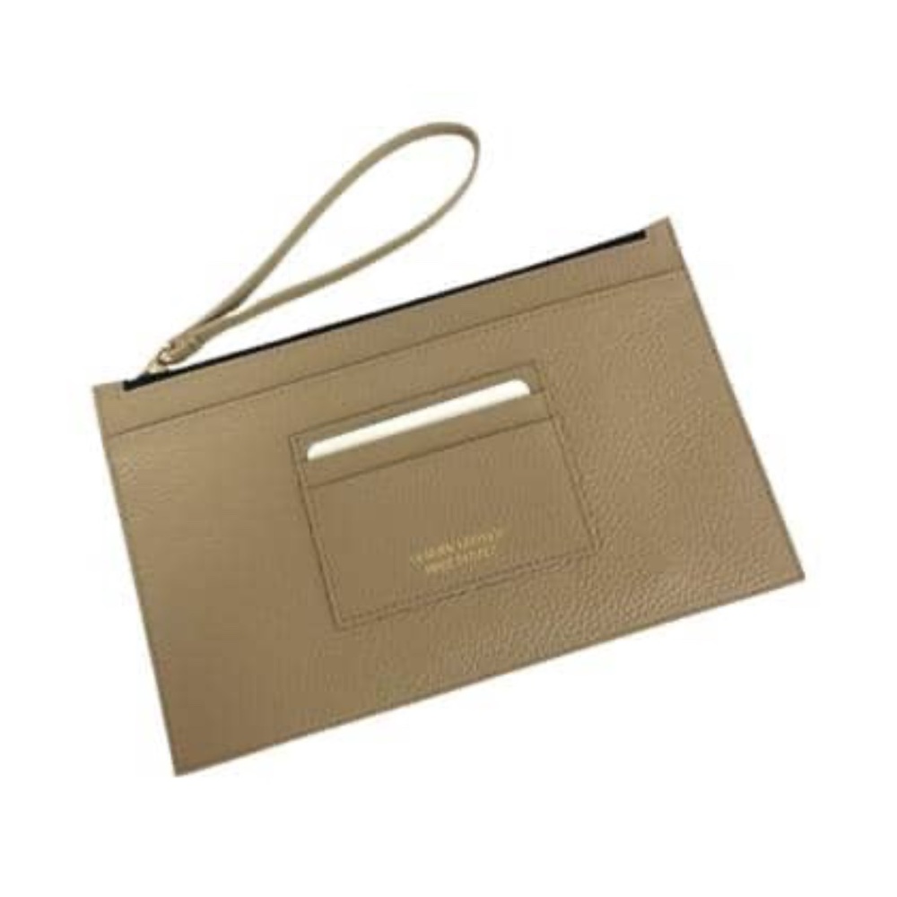 SB5039 TAUPE FLAT WRISTLET 💯 ITALIAN LEATHER 🇮🇹